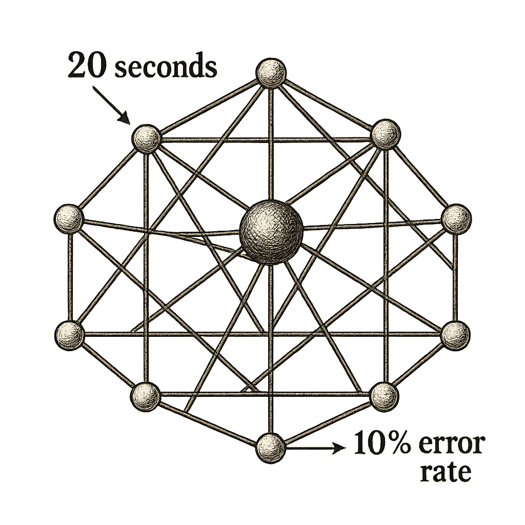 Data visualization concept: An abstract, geometric representation of algorithmic decision-making. Flowing network of nodes and connections, with one highlighted node representing a target. Clean, tech